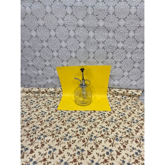 Vintage Plant Mister Spray Bottle Glass & Metal Taiwan Small Watering Can Chrome - Picture 1 of 7